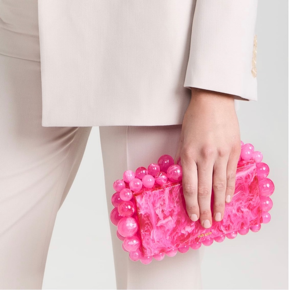 CULT GAIA EOS MARBLE ACRYLIC CLUTCH IN PINK. NWT, NEVER USED & COMES IN BOX!